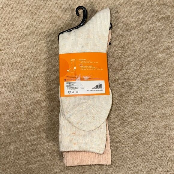 Timberland Ivory Pink W6.5-9.5βSuper Soft Wool Blend Knit Boot Socks Pack of 2 - Picture 2 of 9